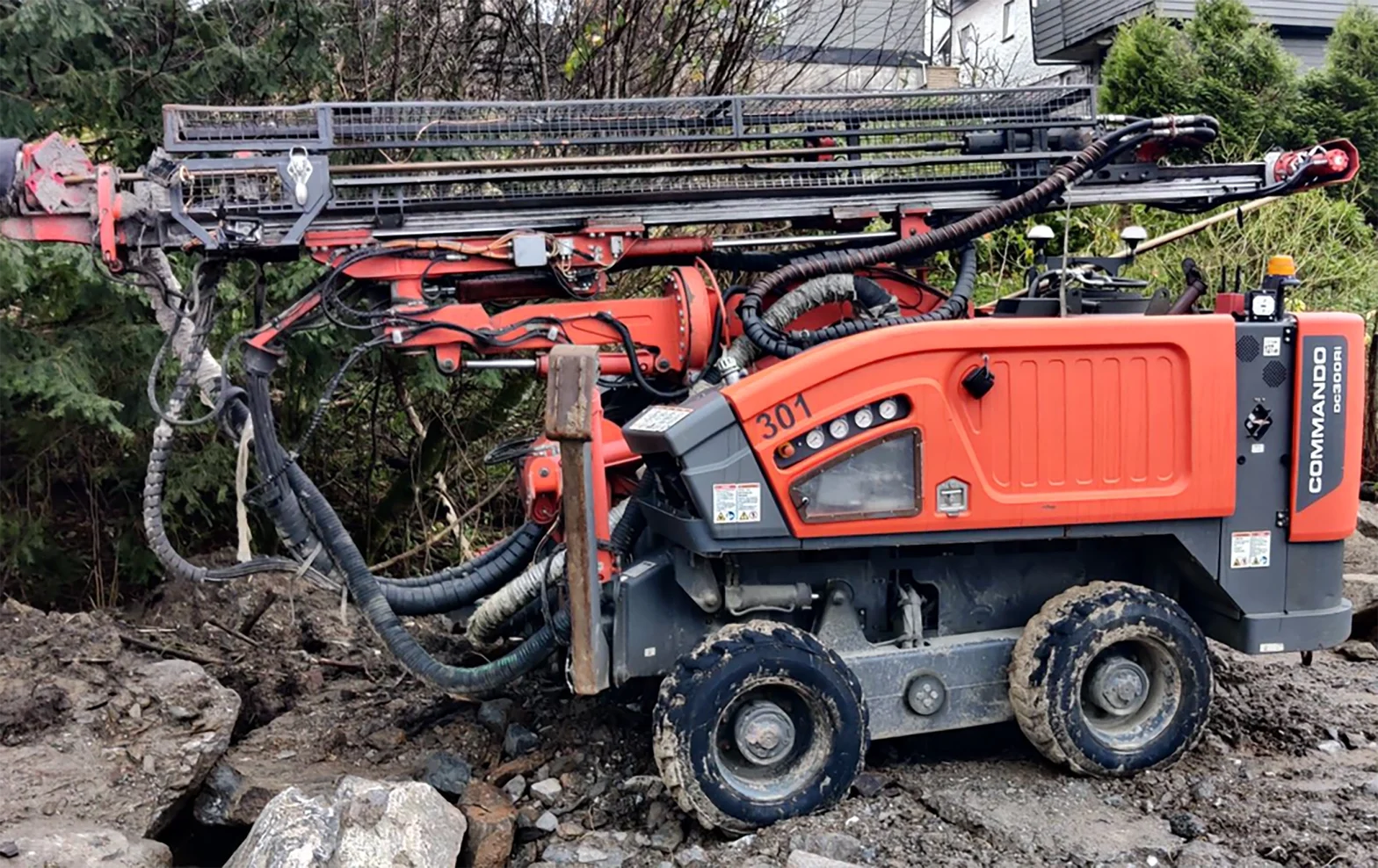 Sandvik Commando DC300Ri face drilling rig used in tunneling and mining